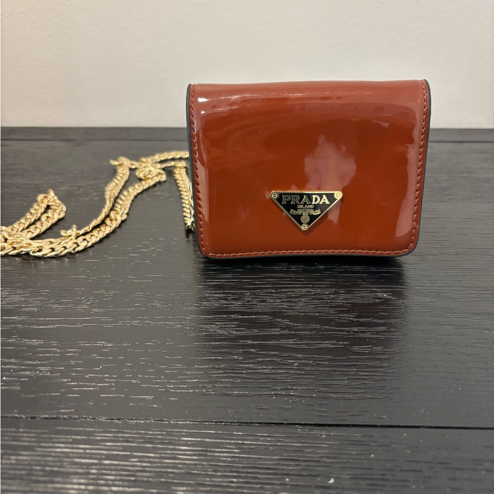 Prada Brown and Gold Mini Bag with Structured Design